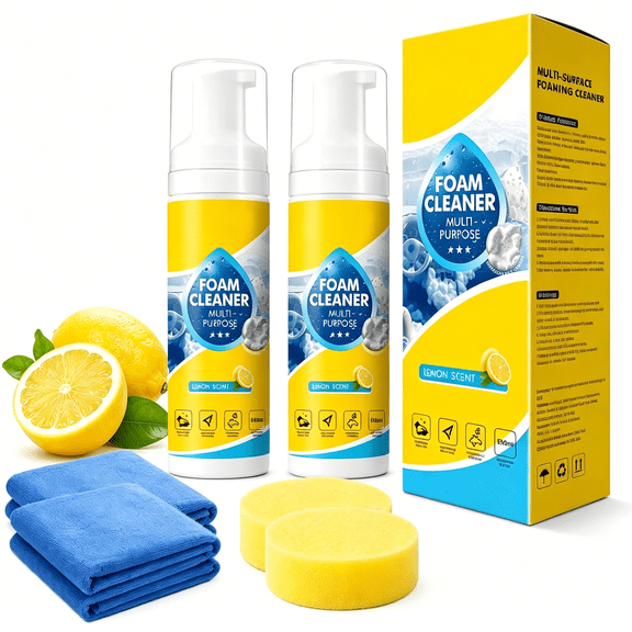 RAGUPEL Foam Cleaner, 4-in-1 Multi-enzyme Foam Cleaner, Deep Cleaning House & Car Detailing Suitable for Car Interior & Home Use (2Pcs, 1)