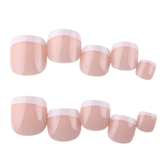 RAGUPEL French Toenails Press On Toenails Different Size Short Press on False Nails for Women Lady Girls DIY Foot Decoration Jelly Glue