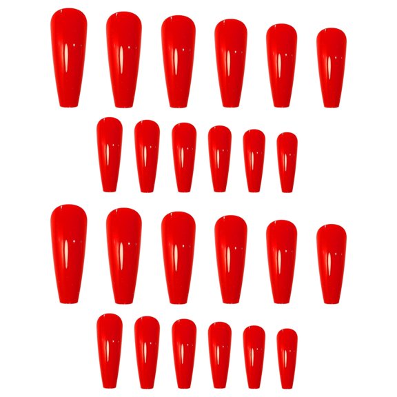 RAGUPEL Frosted Red Super Long Ballet Style False Nails Detachable on Nails for Women Elegant Manicure