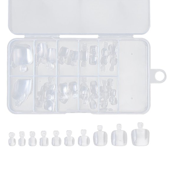 RAGUPEL Full Set 10 Toe False Nails French Cover 100 Sizes for Manicured Appearance