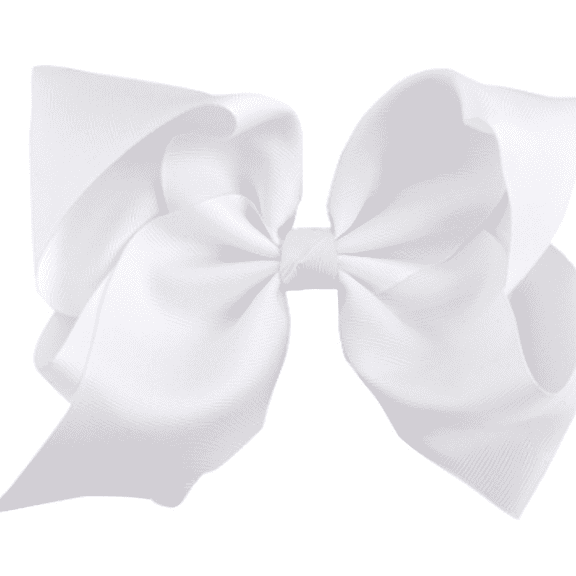 RAGUPEL Hair Bows,8" Soft Polyester Flat Claw Clips,Secure Crocodile Clip Big Bows for Girls,White
