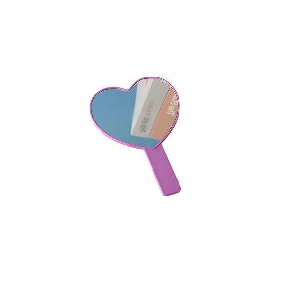 RAGUPEL Hand Mirror Cute Floral Design Hand Mirrors with Handle Mini Heart-Shaped Handle Make Up Mirror Purple