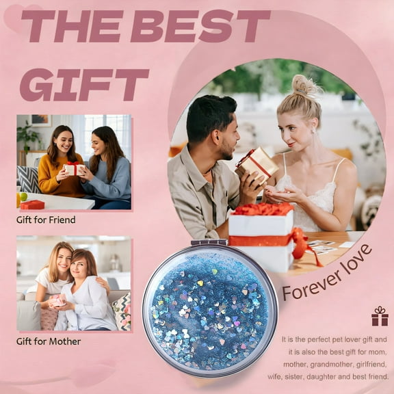 RAGUPEL Hand Mirror Exquisite Liquid Sand Hand Mirror Convenient Foldable Handheld Mirror Blue