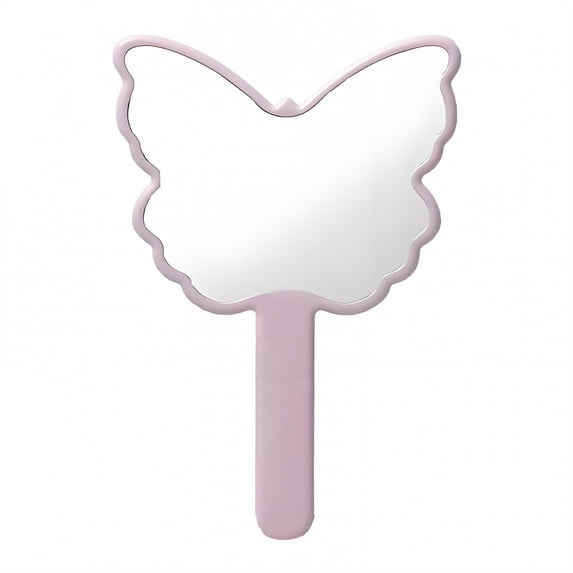 ACDANC Pink Hand Mirror - 7.1"×4.9"×0.4" Winged Butterfly Aluminum Back Glass
