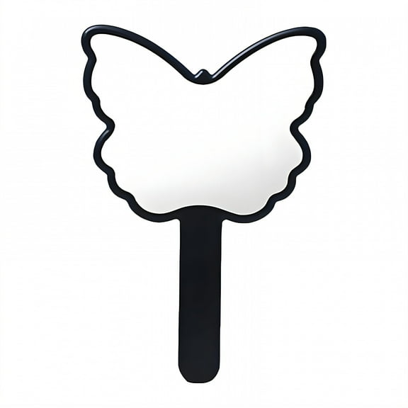 RAGUPEL Hand Mirrors with Handle,Butterfly Shaped Mirror 7.1"*4.9"*0.4" Small Mirror,Aluminum-Coated Mirror Handheld Mirror with Handle,Black