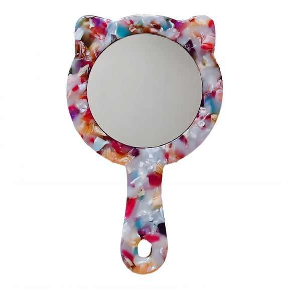 RAGUPEL Hand Mirrors with Handle,Compact Round Mirror 4.7"*3"*0.2" Handheld Mirror with Handle,Cartoon Kitty Hand Mirrors with Handle,Style1