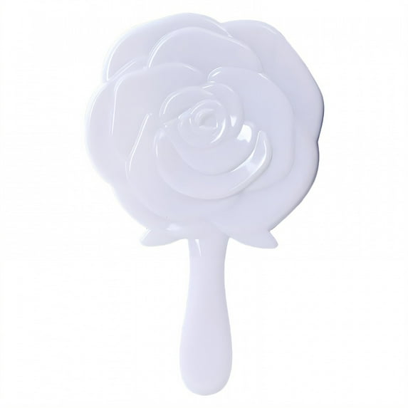 RAGUPEL Hand Mirrors with Handle,Compact Round Mirror 5.1"*3.1"*0.8" Handheld Mirror with Handle,Rose Shape Hand Held Mirror,White
