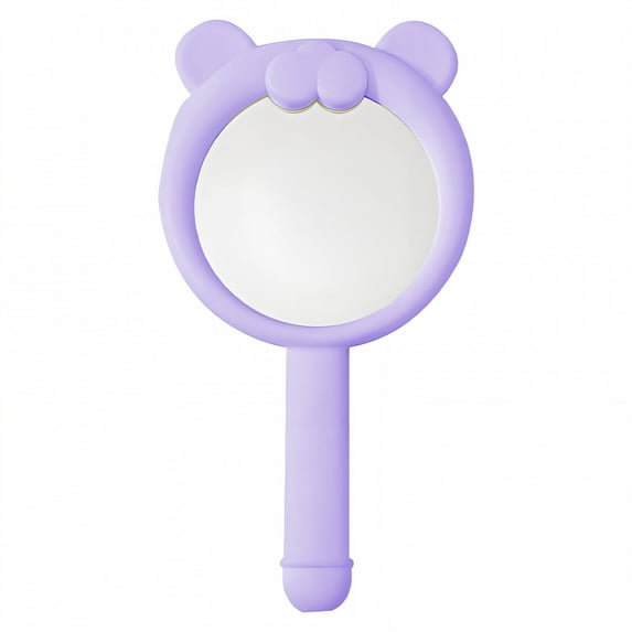 RAGUPEL Hand Mirrors with Handle,Compact Round Mirror 8.3"*4.5"*0.8" Handheld Mirror,Cartoon Bear Shape Hand Mirrors with Handle,Purple