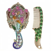 RAGUPEL Hand Mirrors with Handle,Hand Mirror with Oval Glass 5.7"*3.1"*0.8" Hand Mirror,Peacock Sculpture Small Mirror,Style1