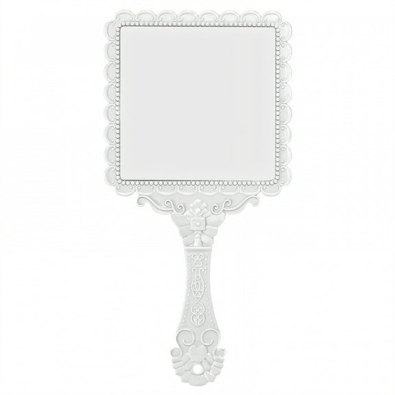 RAGUPEL Hand Mirrors with Handle,Hand Mirror with Square Glass 8.9"*4.5"*0.6" Small Mirror,Retro European Lace Hand Held Mirror,Style1