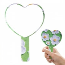 RAGUPEL Hand Mirrors with Handle,Heart Shaped Mirror 7.1"*5.1"*0.4" Handheld Mirror with Handle,Classic Brushstroke Print Small Mirror,Style1