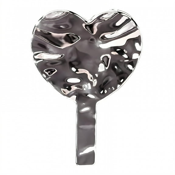 RAGUPEL Hand Mirrors with Handle,Heart Shaped Mirror 7.1"*5.1"*0.8" Hand Mirror,Electroplated Water Ripples Hand Held Mirror,Silver