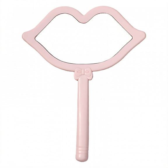 RAGUPEL Hand Mirrors with Handle,Lip Shaped Mirror 6.3"*5.1"*0.4" Handheld Mirror with Handle,Distortion-Free Reflection Small Mirror,Pink