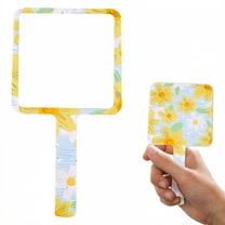 RAGUPEL Hand Mirrors with Handle,Mirror with Square Frame 7.5"*3.9"*0.4" Hand Held Mirrors with Handle,Floral Print Hand Held Mirror,Style1