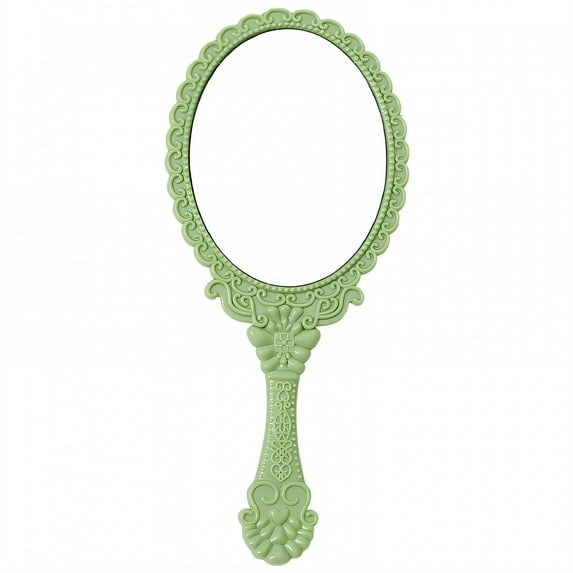 RAGUPEL Hand Mirrors with Handle,Oval Glass Mirror 6.9"*3.1"*0.4" Handheld Mirror,Mirror with True View Small Mirror,Green