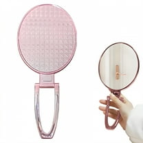 RAGUPEL Hand Mirrors with Handle,Oval Mirror Face 11.4"*5.1"*0.8" Small Mirror,Foldable Hand Mirrors with Handle,Pink
