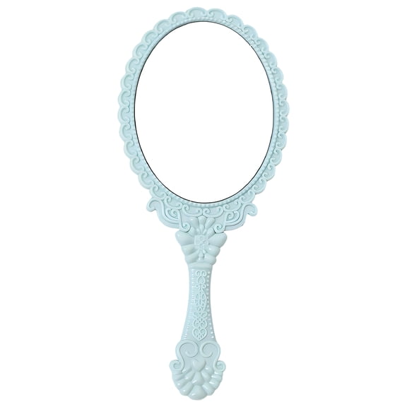 RAGUPEL Hand Mirrors with Handle,Oval Mirror Face 6.9"*3.1"*0.4" Hand Held Mirror,Mirror with Flat View Handheld Mirror,Blue