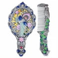 thumbnail image 1 of RAGUPEL Hand Mirrors with Handle,Oval Shape Mirror 5.3"*2.7"*0.8" Hand Mirror,Engraved Peacock Design Handheld Mirror with Handle,Style2, 1 of 7