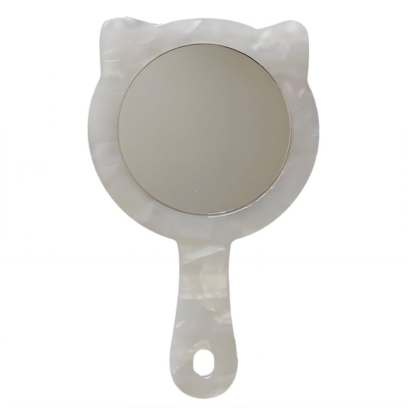 RAGUPEL Hand Mirrors with Handle,Round Glass Mirror 4.7"*3"*0.2" Handheld Mirror,Kitty Design Hand Held Mirror,Style1