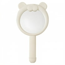 RAGUPEL Hand Mirrors with Handle,Round Glass Mirror 8.3"*4.5"*0.8" Small Mirror,Bear-Shaped Design Hand Held Mirror,White