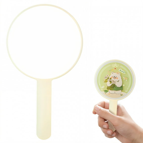 RAGUPEL Hand Mirrors with Handle,Round Mirror Face 8.5"*4.7"*0.4" Hand Held Mirror,White Bear Print Small Mirror,Style1