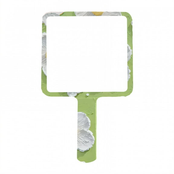 RAGUPEL Hand Mirrors with Handle,Square Mirror Face 6.3"*3.5"*0.2" Small Mirror,Painted Canvas-Inspired Pattern Handheld Mirror,Style1