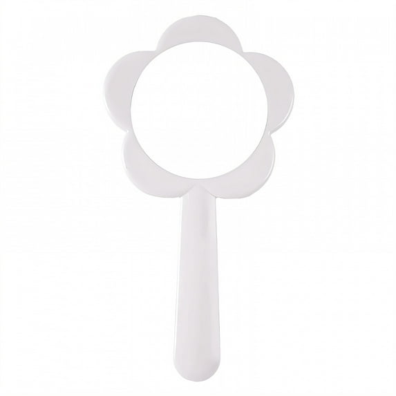 RAGUPEL Hand Mirrors with Handle,Sunflower Shape Hand Mirror 6.3"*3.3"*0.4" Handheld Mirror,Aluminum Mirror Small Mirror,White
