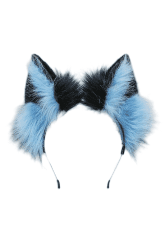 Headbands for Women,Realistic Fur Detailing Wolf Ears for Extra Fun,Charming Handmade and Whimsical Look Cat Ears Headband,Blue