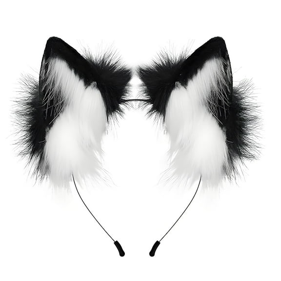RAGUPEL Headbands for Women,Cute Cat Ears Wolf Ears,Soft Velvet Party Ready Cosplay Hair Hoop,White
