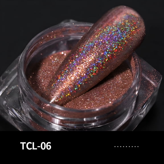 RAGUPEL Holographic Chrome Nail Powder, Mirror Laser Effect Iridescent Rainbow Holo Nail Chrome Powder Pigment Glitter Fairy Dust for Nail Art,Gel Nail Polish - Rainbow Starlight Nail Art DIY