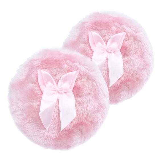 RAGUPEL Large Body Powder Puff, Soft and Furry Puff with Ribbon Handle, Suitable for Most People, Set of 2, 4 Inch (Pink)