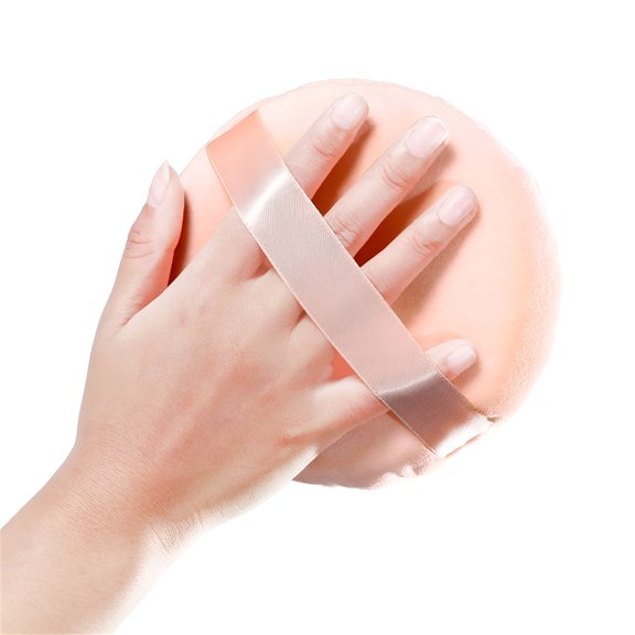 RAGUPEL Large Loose Powder Puff 5.1 Inch, Ultra Soft Washable Velour Fluffy Body Powder Puff with Ribbon for Face and Body Makeup Application