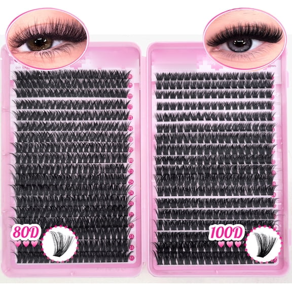 RAGUPEL Lash Clusters 80D 100D Wispy Eyelash Clusters 544Pcs Fluffy Cluster Eyelash Extensions D Curly Individual Lashes Pestaas Postizas 8-16Mm Lashes Extensions for Beginners Withthin Band by
