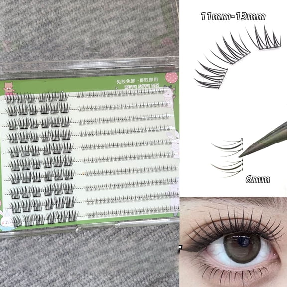 RAGUPEL Lash Clusters Fairy Lash Extension C Curl 14Mm | Manga Eyelash Extension Wispy Natural Invisible Band Lash with Waterproof Diy at Home,Seamless Lash Clusters