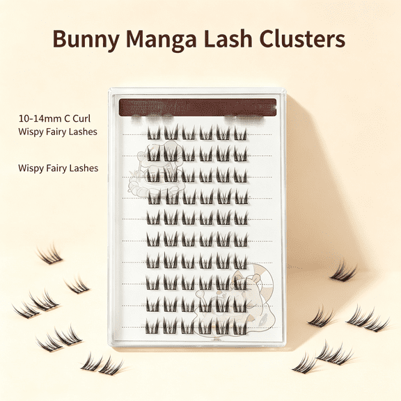 RAGUPEL Lash Clusters Manga Eyelash Cluster Natural Lashes Extension | 10-14 C Curl Wispy Lash Clusters Fairy Eyelash Extension Ultra Thin Invisible Band Anime Individual Lashes