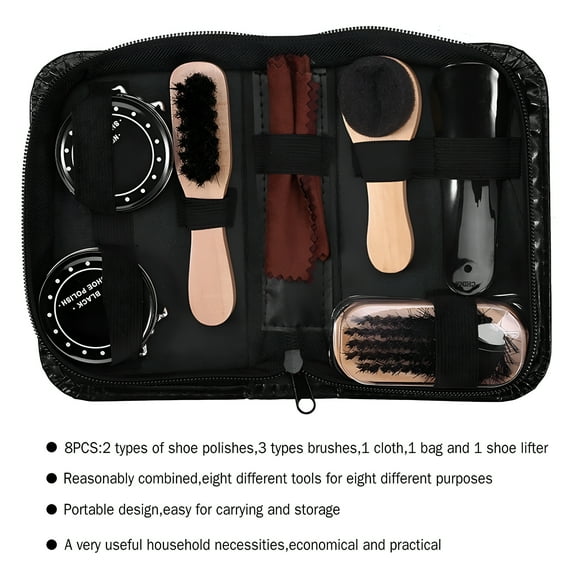RAGUPEL Leather Shoes Care Tool Boot Polishing Cleaning Kit +Black & Neutral Polishes