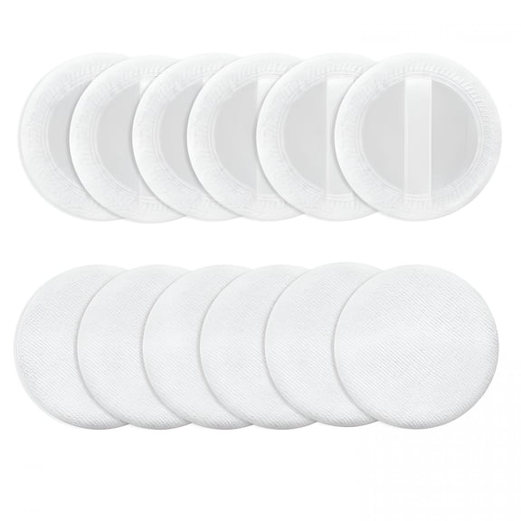 RAGUPEL Loose Powder Puff 12 Pieces Round Velour Face Makeup Compact Body Container Setting Pressed Blending Foundation Cream Sponge Cushion Applicator (White)