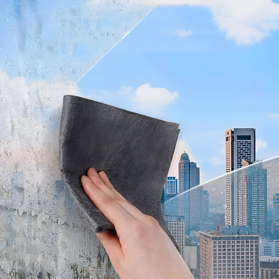 RAGUPEL Magic Glass Cleaning Cloth 5 Pcs,Streak Free,Ultra-Absorbent Car Window Fog Remover,Monitor Screen,and Glasses Cleaning Towel Made from Seaweed Fibers 20*25cm