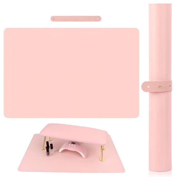 RAGUPEL (Mat Only)Pink Nail Art Table Mat,Foldable Nail Art Hand Rest Pad for Nail Arm Rest Cushion,Soft Microfiber Leather Nail Mat,Manicure Pad Nail Table Pad Desk Mat for Nail Technician Salon