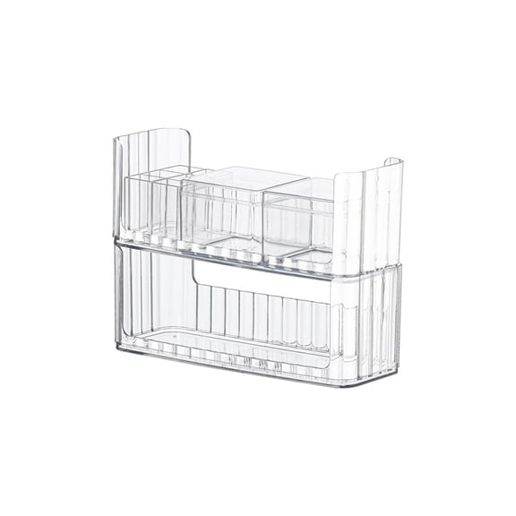 RAGUPEL Medicine Cabinet,2-Tier Stackable Makeup Organizer Box,Luxury Clear Cosmetic Storage,Vanity Cabinet Organizer with Compartments for Cosmetics,Jewelry,and Skincare