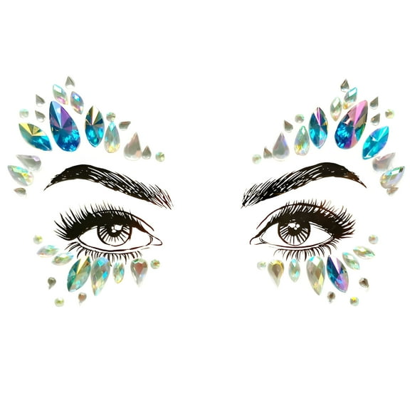 RAGUPEL Mermaid Face Jewels Rhinestones Temporary Crystal Stickers Self Adhesive Rhinestone Stickers Clear+Colorful Self Adhesive Face Gems Stick on Body Crystal Jewels For Face Eye Hair Nails