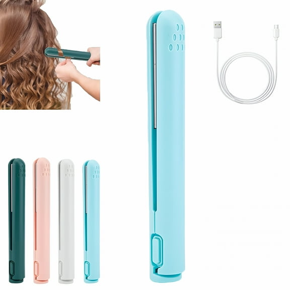 RAGUPEL Mini Dual Purpose Curling Iron for Short Hair Cordless, 2-in-1 Mini Curling Wand & Flat Iron Hair Straightener, Ceramic Mini Hair Curler, USB Rechargeable Curling Wand