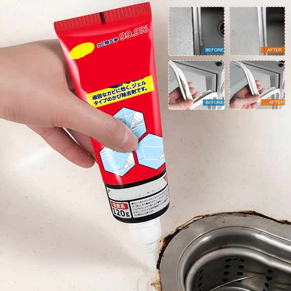 RAGUPEL Mold Mildew Remover Gel | Powerful Sodium Hypochlorite Cleaning Solution | Safe for Bathrooms Kitchens | Vertical Surface Application | 120G Tube | Easy Use | Stain Eliminator