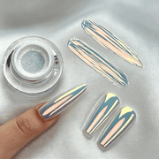 RAGUPEL Moonlight Chrome Nail Powder,Aurora Mermaid Color-Shifting Pigment,Holographic Iridescent Mirror Finish Shimmer,Ultra-Fine Nail Chrome Powder for Home Salon Moonlight Blue
