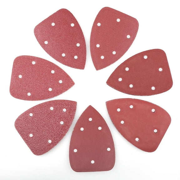 RAGUPEL Mouse Sander Sandpaper,70PCS,6 Hole Triangle Sanding Pads,40 60 80 120 180 240 320 Assorted Grit,140mm,Hook and Loop Backing