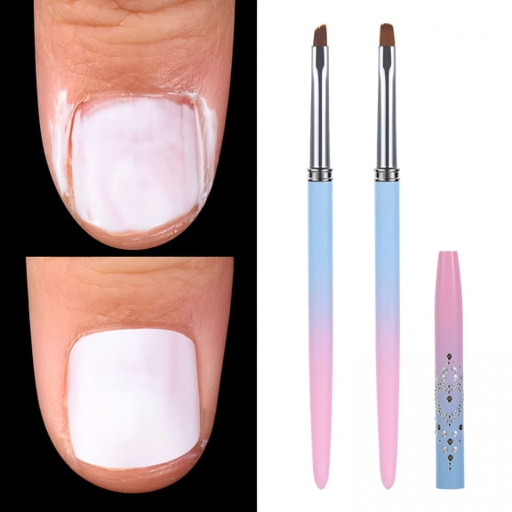 RAGUPEL Nail Art Clean Up Brushes, Acetone Resistant Cuticle Polish Remover Tool, Fingernail Cleaning Brush Set for Designs (2 Pcs Round & Angled)