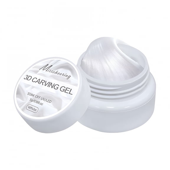 RAGUPEL Nail Art Gel, White Pearl Solid Builder Hard Gel, 3D Carving Patterns Decoration Nail Art Sculpture for DIY Manicure