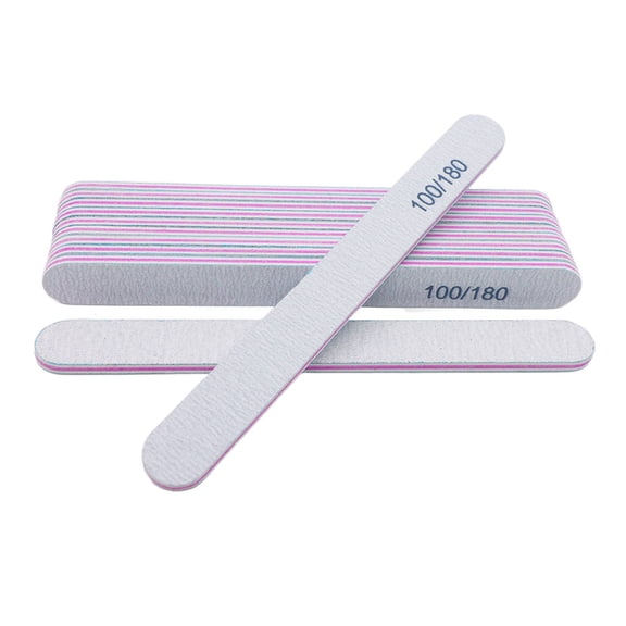 RAGUPEL Nail File,Bulk Emery Board Nail Files for Acrylic Nails and Natural Nails,100/180 Grit Double Sided Emory Boards for Gel Nail Professional Reusable Washable Manicure Pedicure Kit Set Gray
