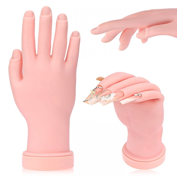 RAGUPEL Nail Practice Hand for Acrylic Nails, Soft Touch Mannequin Hand with Flexible Fingers, Bendable Fake Hand for Nail Art Beginners, Reusable Training Tool with Stable Base for Salon Use