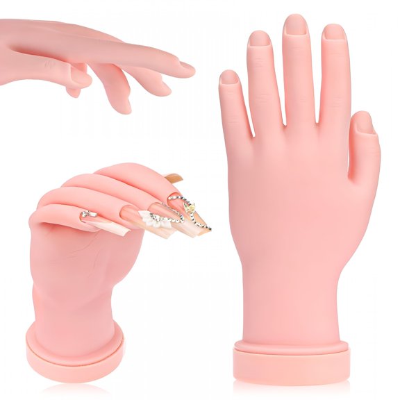 RAGUPEL Nail Practice Hand For Acrylic Nails Soft Touch Mannequin Hand Flexible Bendable Fake Hand For Nail Art Beginners Training Tool